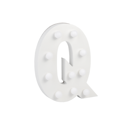 Letter Q met licht hoogte 17 cm breedte 14 cm