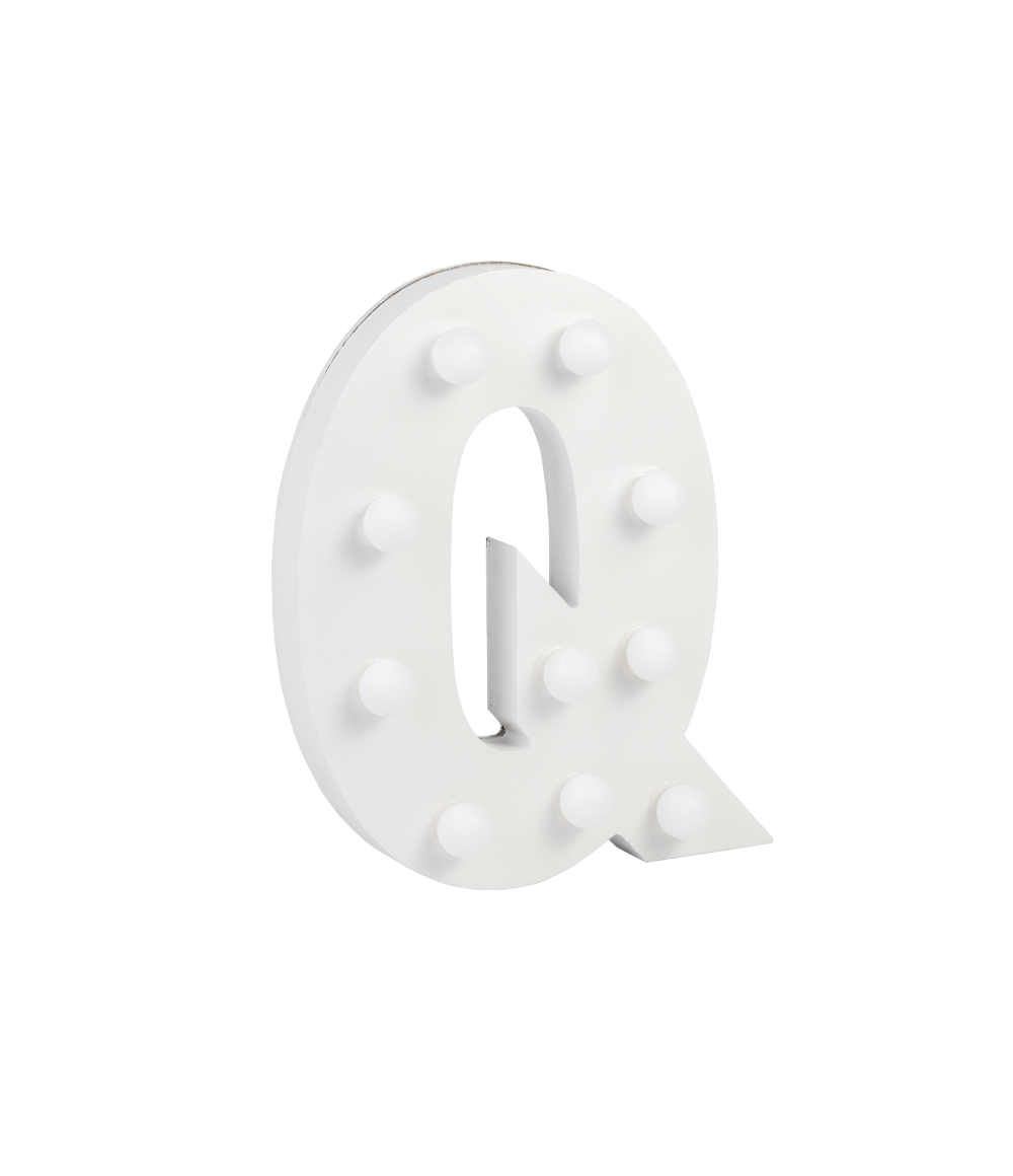 Letter Q met licht hoogte 17 cm breedte 14 cm