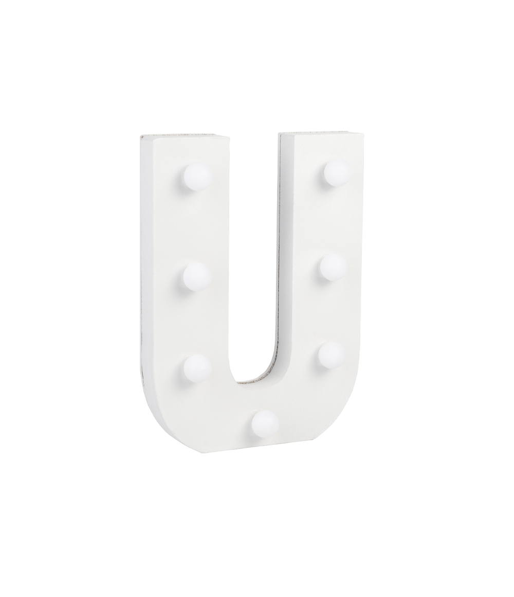 Letter U met licht hoogte 17 cm breedte 12