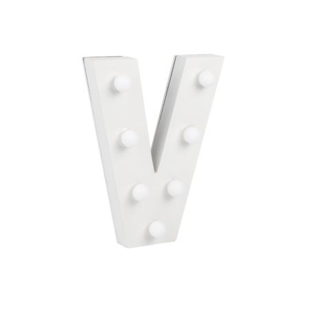 Letter V met licht hoogte 17 cm breedte 13