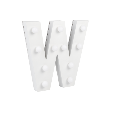 Letter W met licht hoogte 17 cm breedte 18 cm