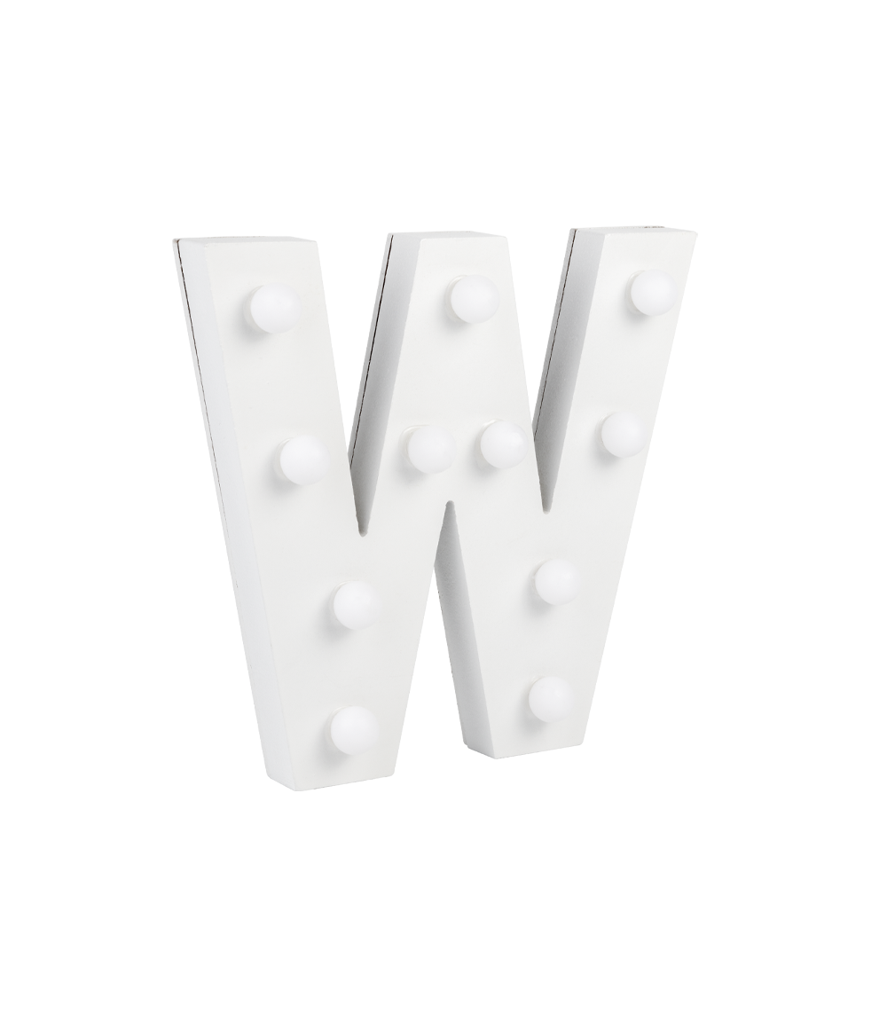 Letter W met licht hoogte 17 cm breedte 18 cm