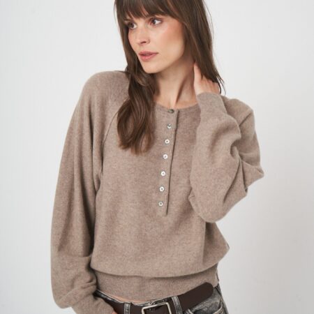 Lichtgewicht boiled cashmere henley trui
