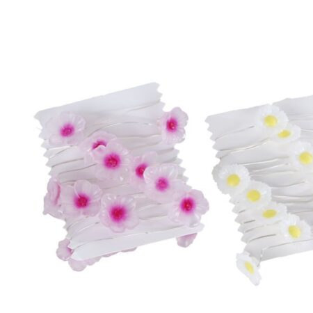 Lichtsnoer Flowers roze/geel a2 LED/kunststof 2xAA incl. batterij 2x2x220cm