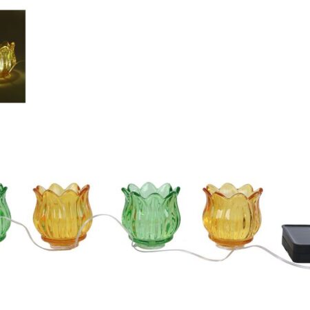 Lichtsnoer LED Tulp 4x solar groen/geel glas