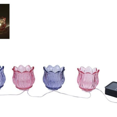 Lichtsnoer LED Tulp 4x solar paars/roze glas