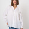 Linnen damesblouse met opstaande kraag & raglanmouwen