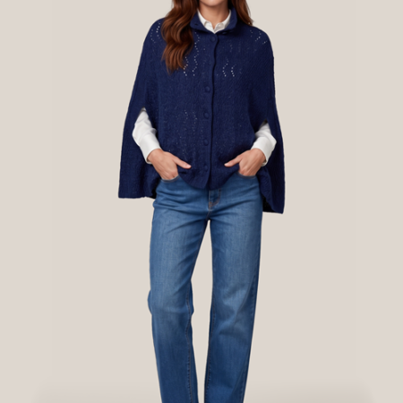 Lizanna Lurex Poncho Navy