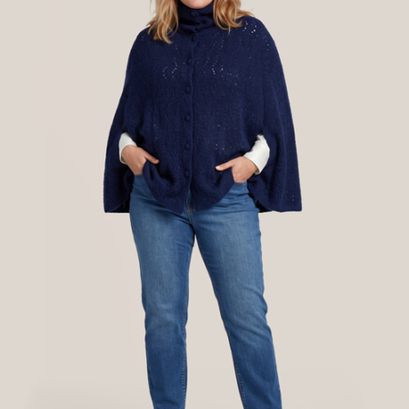 Lizanna Lurex Poncho Navy Maxi
