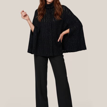 Lizanna Lurex Poncho Zwart