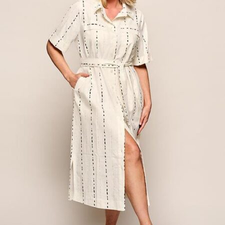 Logan Print Jurk Offwhite / Zwart Maxi