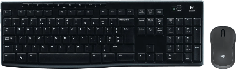 Logitech K270 Draadloos Toetsenbord QWERTY + Logitech M240 Silent Draadloze Muis Zwart