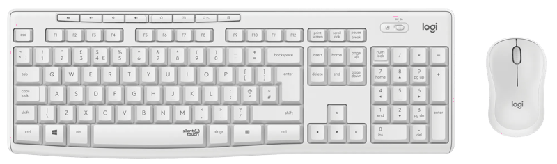 Logitech MK295 Silent Draadloze Toetsenbord en Muis Wit QWERTY