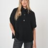 Luxe kasjmier poncho met textuur en losvallende pasvorm