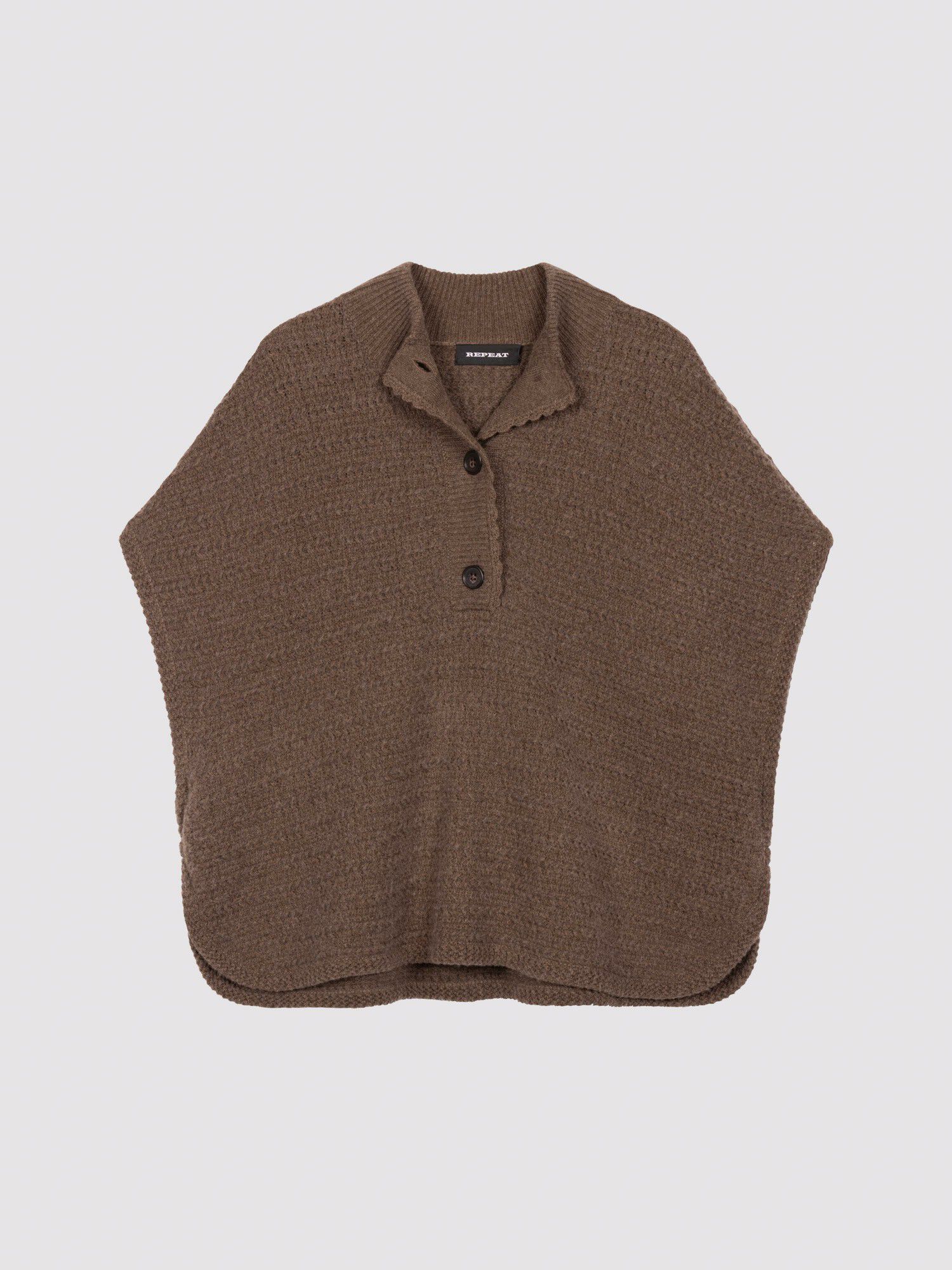 Luxe kasjmier poncho met textuur en losvallende pasvorm