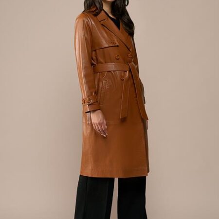 Lyana Leren Jas Cognac