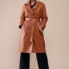 Lyana Leren Jas Cognac Maxi