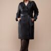 Lyana Leren Jas Donkerbruin Maxi