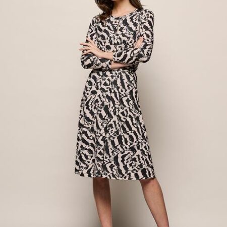 Maddie Print Jurk Creme / Zwart