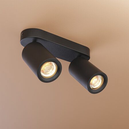 Madona - LED Plafondlamp - 2 spots - Excl. GU10 Fitting - Kantelbaar & Draaibaar - Rechthoekig - Aluminium | HOFTRONIC
