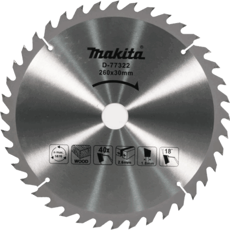 Makita Afkortzaagblad 260x30 40T