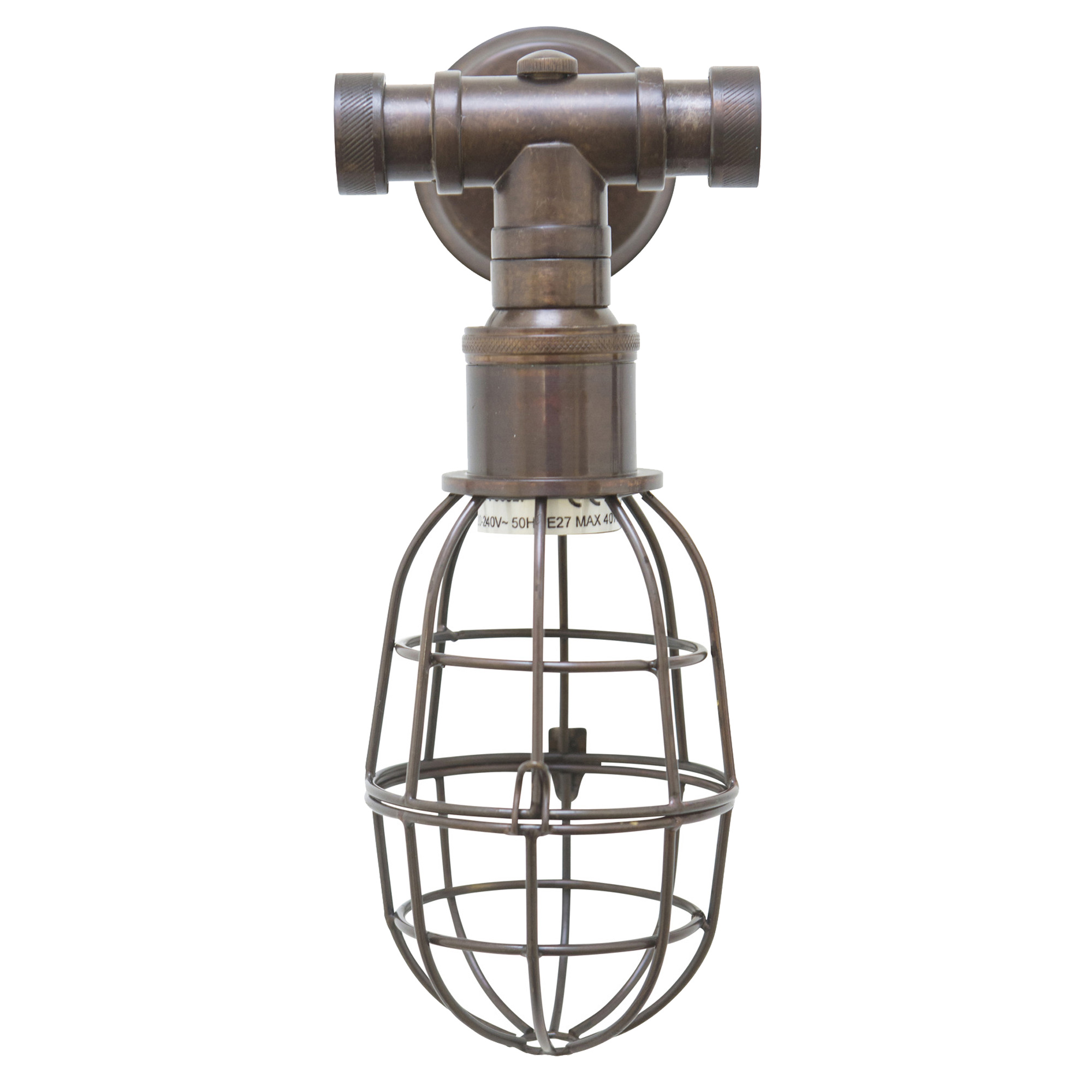 Messing Wandlamp Sandford Oud Koper
