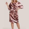 Milan Print Jurk Roze / Bruin Maxi