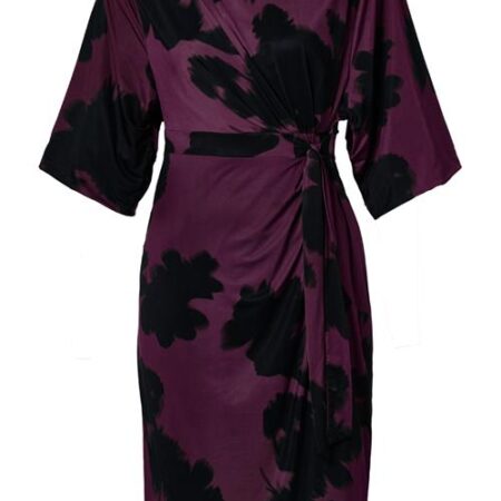 Milan Print Jurk Zwart / Darkberry