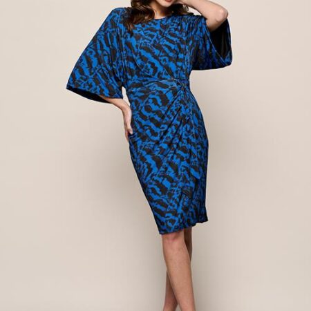 Milan Print Jurk Zwart / Kobalt