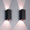 Miles XL - Set van 2 Smart LED Wandlampen - Wifi + Bluetooth - 20W 2000lm - Dimbaar - RGBWW - IP65 waterdicht - Up Down lamp - Verstelbaar - Zwart - Google Home