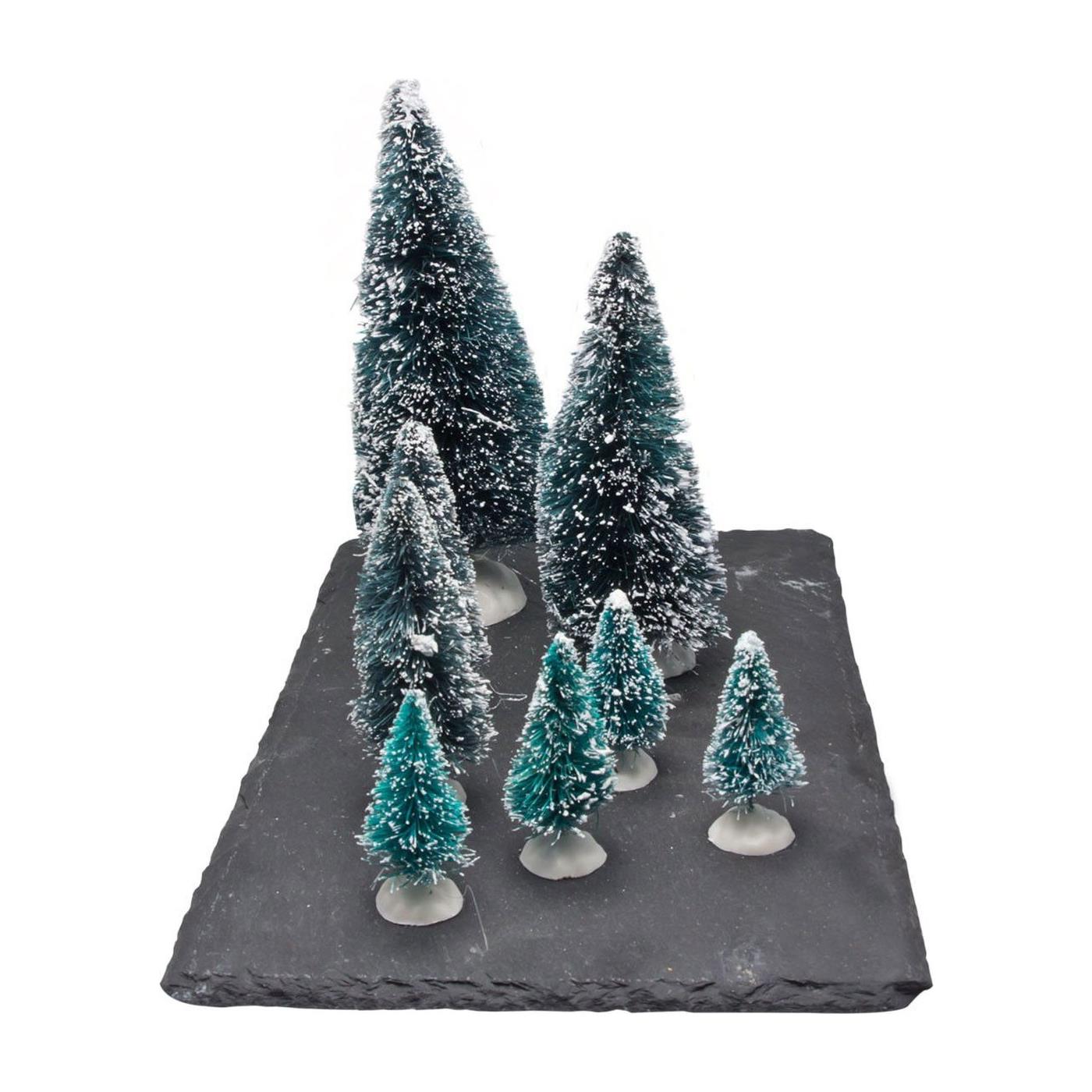 Mini everlands kunstkerstboompjes set van 8 | Merkloos
