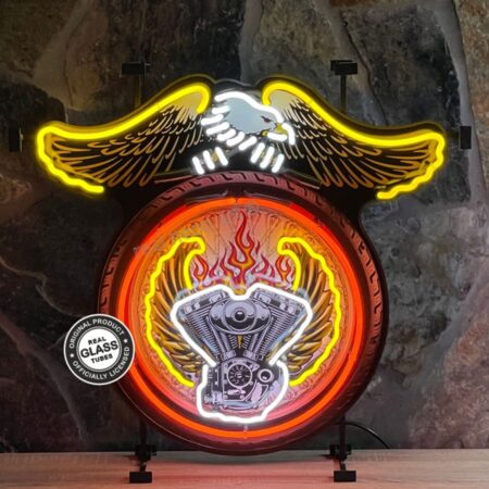 Motorcycle V-Twin Eagle Neon Verlichting 76 x 70 cm - Oranje