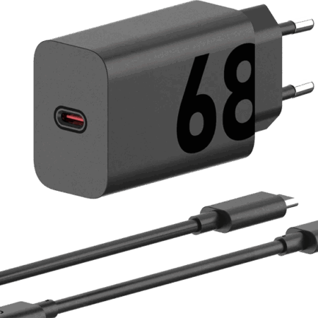 Motorola Power Delivery Oplader 68W Zwart + Usb C Kabel 1m Zwart Kunststof