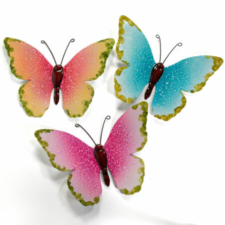 Muurdecoratie metalen vlinder 26cm assorti