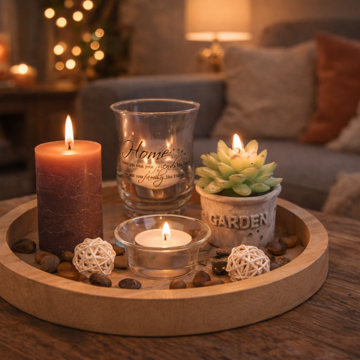 Natuurlijk Houten Decoratiebord - Lichtgewicht - 23 x 23 x 9 cm | Out of the Blue