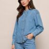 Nina Denim Blouse Denim Blauw
