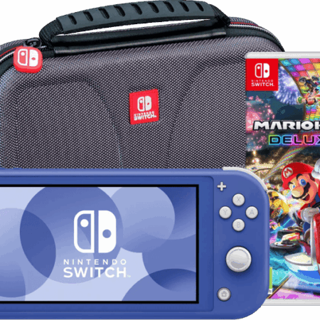 Nintendo Switch Lite Blauw + Mario Kart 8 Deluxe + Bigben Beschermtas