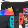 Nintendo Switch OLED Blauw/Rood + Mario Kart 8 Deluxe + BlueBuilt Beschermhoes