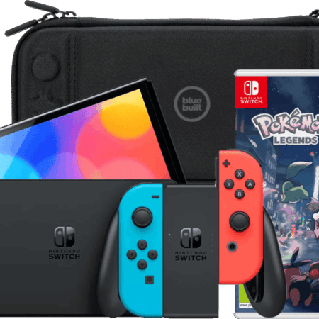 Nintendo Switch OLED Blauw/Rood + Pokémon Legends: Z-A + BlueBuilt Beschermhoes