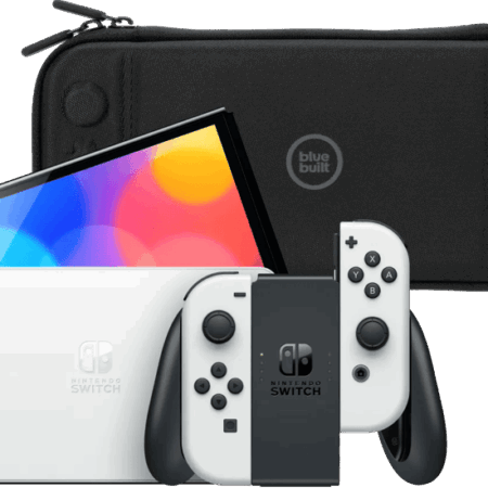 Nintendo Switch OLED Wit + BlueBuilt Beschermhoes