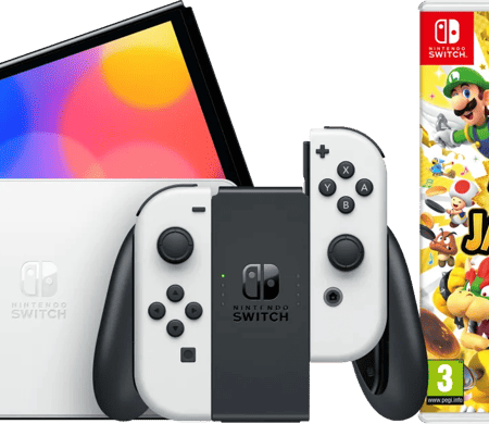Nintendo Switch OLED Wit + Mario Party Jamboree