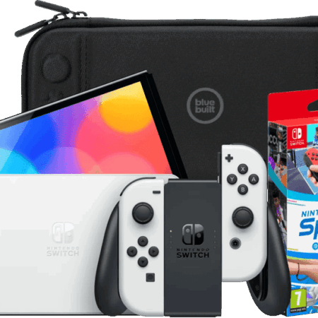 Nintendo Switch OLED Wit + Nintendo Switch Sports + BlueBuilt Beschermhoes