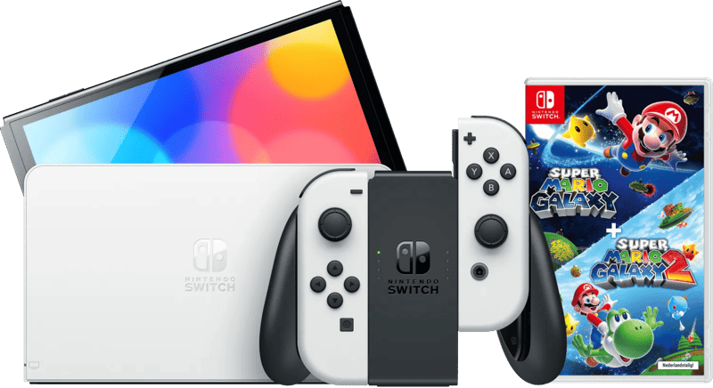 Nintendo Switch OLED Wit + Super Mario Galaxy 1+2