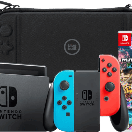 Nintendo Switch Rood/Blauw + Mario Kart 8 Deluxe + BlueBuilt Beschermhoes