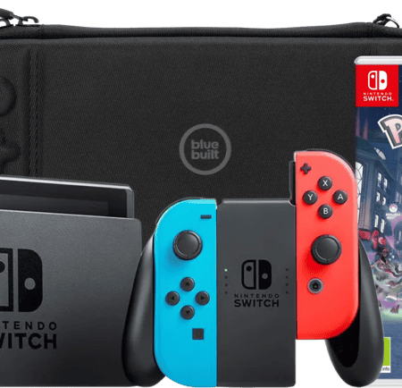 Nintendo Switch Rood/Blauw + Pokémon Legends: Z-A + BlueBuilt Beschermhoes