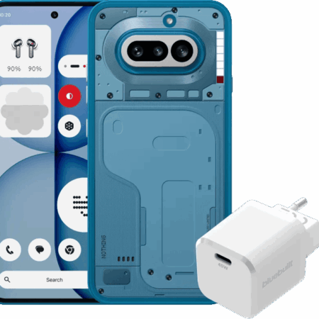 Nothing Phone (4a) 256GB Blauw 5G + BlueBuilt Oplader met Usb C Poort 45W Wit