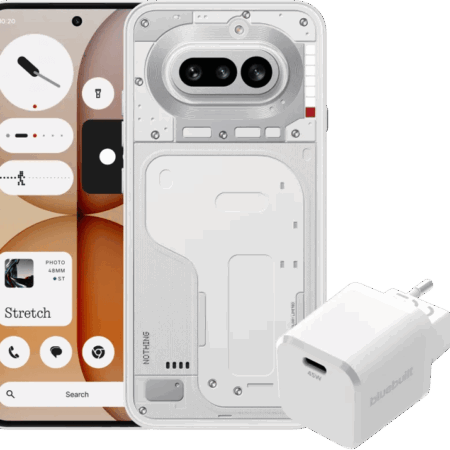 Nothing Phone (4a) 256GB Wit 5G + BlueBuilt Oplader met Usb C Poort 45W Wit