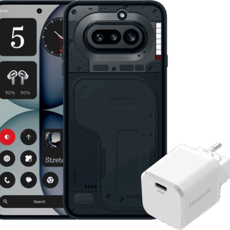 Nothing Phone (4a) 256GB Zwart 5G + BlueBuilt Oplader met Usb C Poort 45W Wit