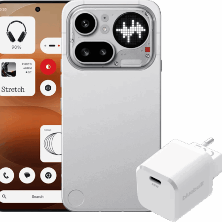 Nothing Phone (4a) Pro 256GB Zilver 5G + BlueBuilt Oplader met Usb C Poort 45W Wit