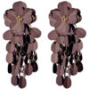 Oorbellen Bloemen Pailletten Bruin